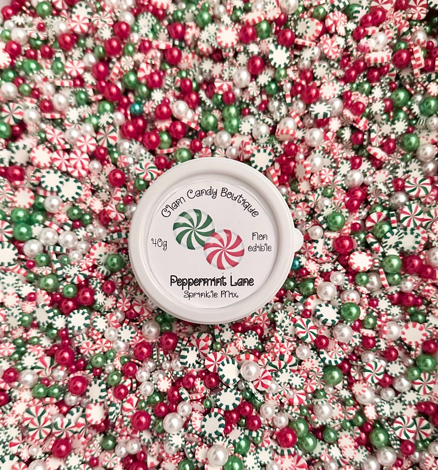 Peppermint Lane Sprinkles, Fake Peppermint Sprinkles, Christmas Sprinkles