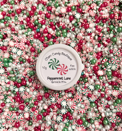 Peppermint Lane Sprinkles, Fake Peppermint Sprinkles, Christmas Sprinkles