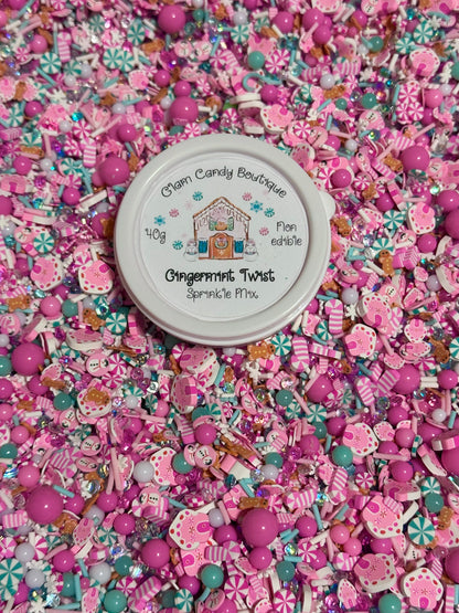 Gingermint Twist Sprinkles, Fake Gingerbread Sprinkles, 40 Grams