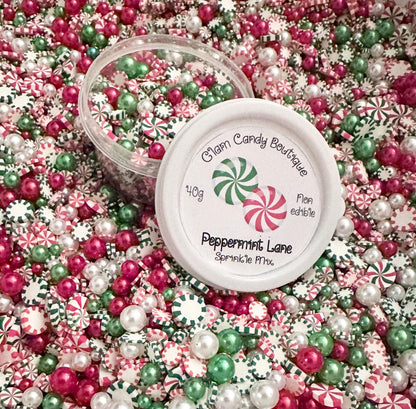 Peppermint Lane Sprinkles, Fake Peppermint Sprinkles, Christmas Sprinkles