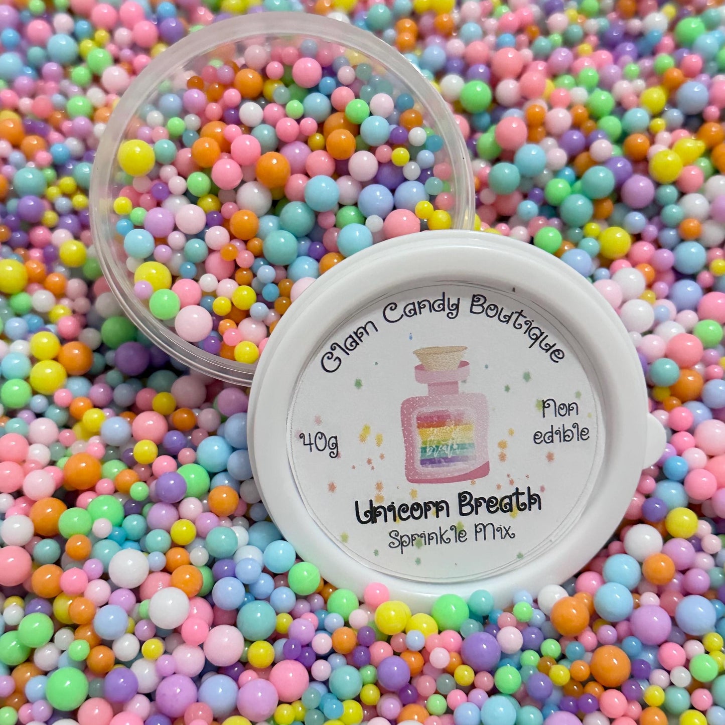 Unicorn Breath Sprinkles, Pastel Rainbow Fake Ball Sprinkles - 40 Grams