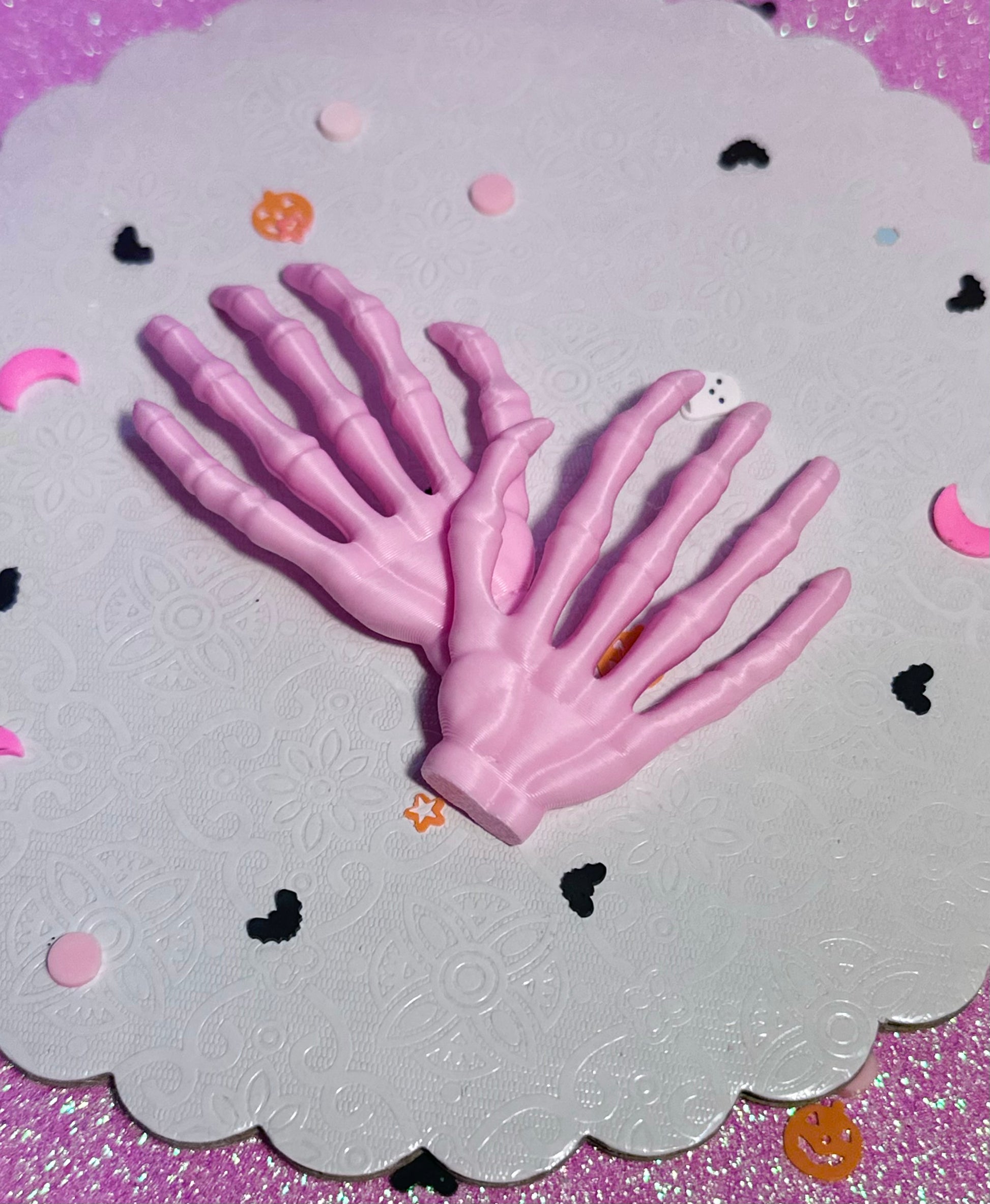 Mini Light Pink Skeleton Hands - Set of 8