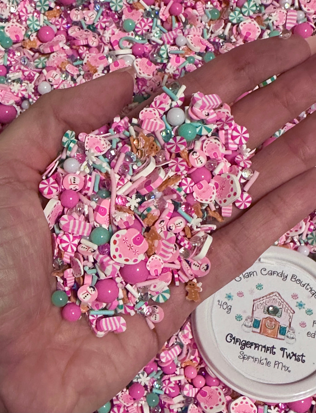 Gingermint Twist Sprinkles, Fake Gingerbread Sprinkles, 40 Grams