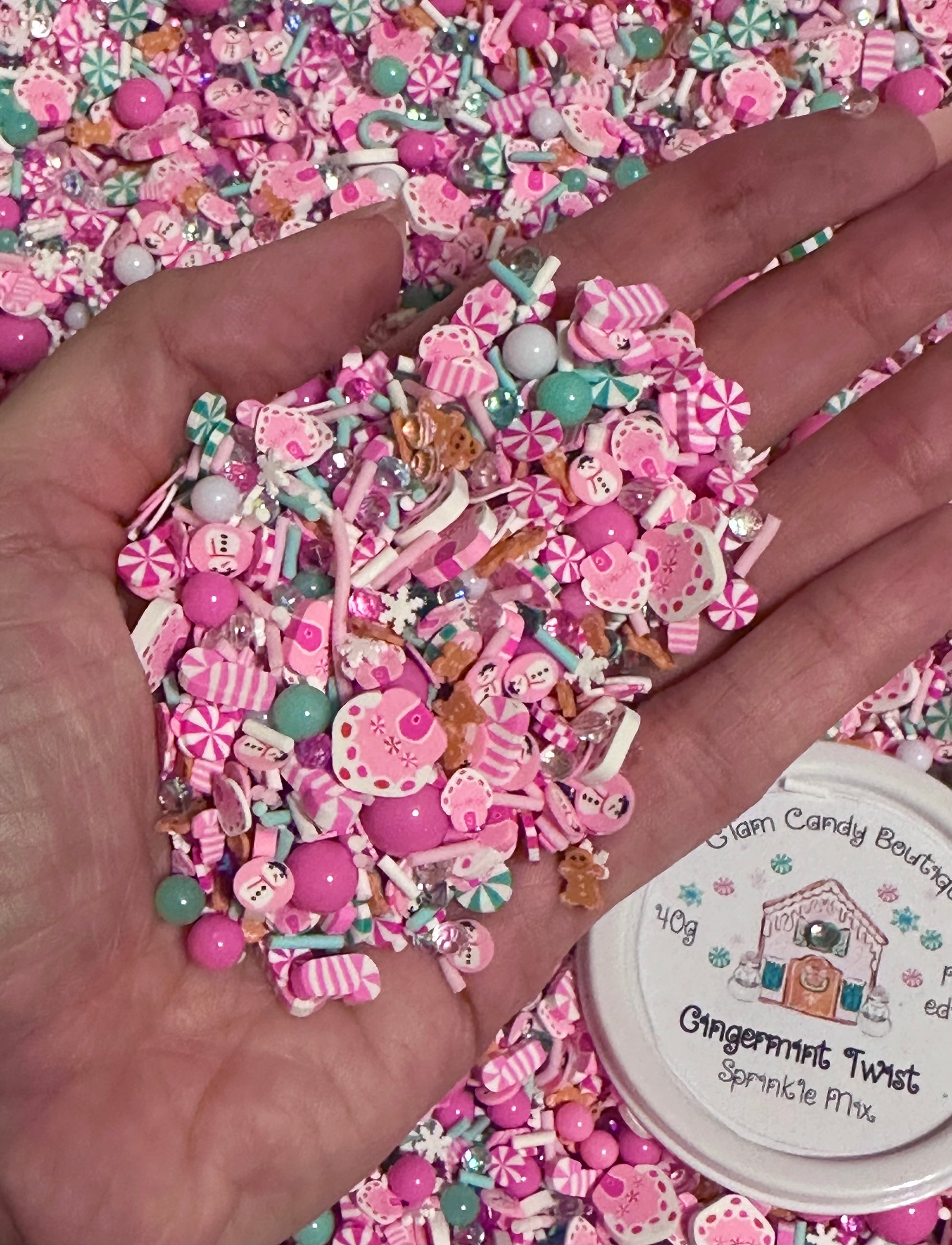Gingermint Twist Sprinkles, Fake Gingerbread Sprinkles, 40 Grams