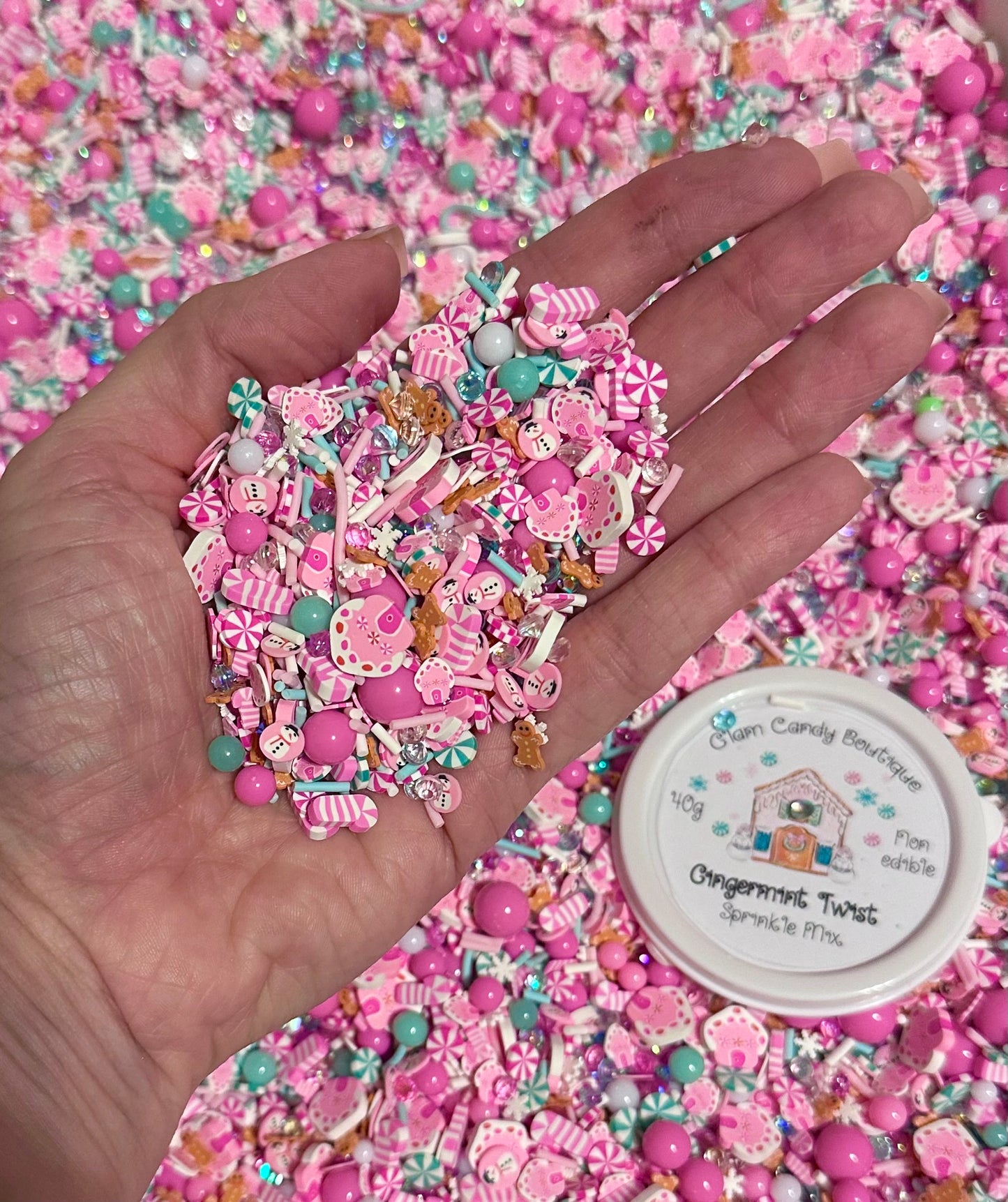 Gingermint Twist Sprinkles, Fake Gingerbread Sprinkles, 40 Grams