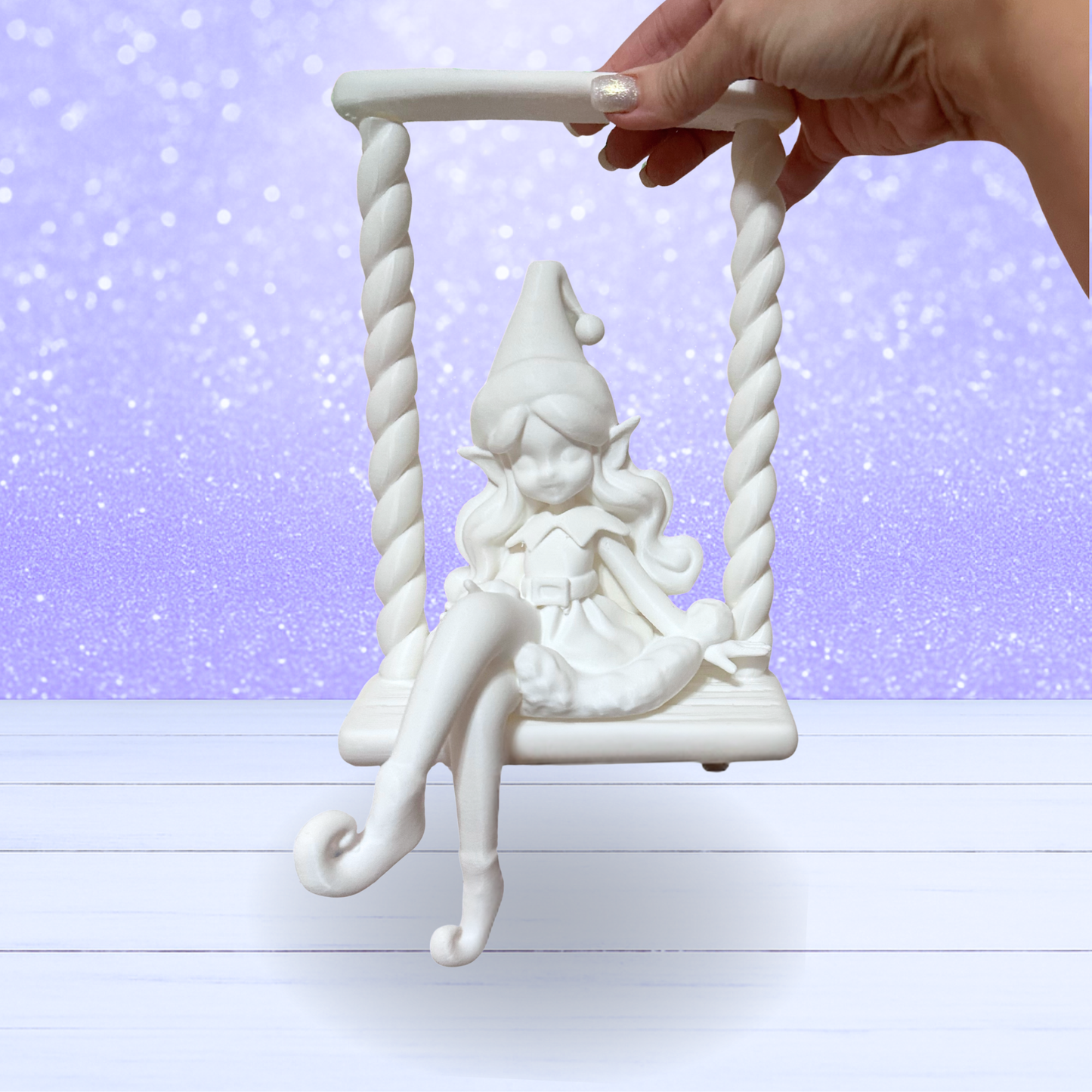 3D Mesh File - MEMBERS ONLY - Pretty Girl Elf On A Swing -
