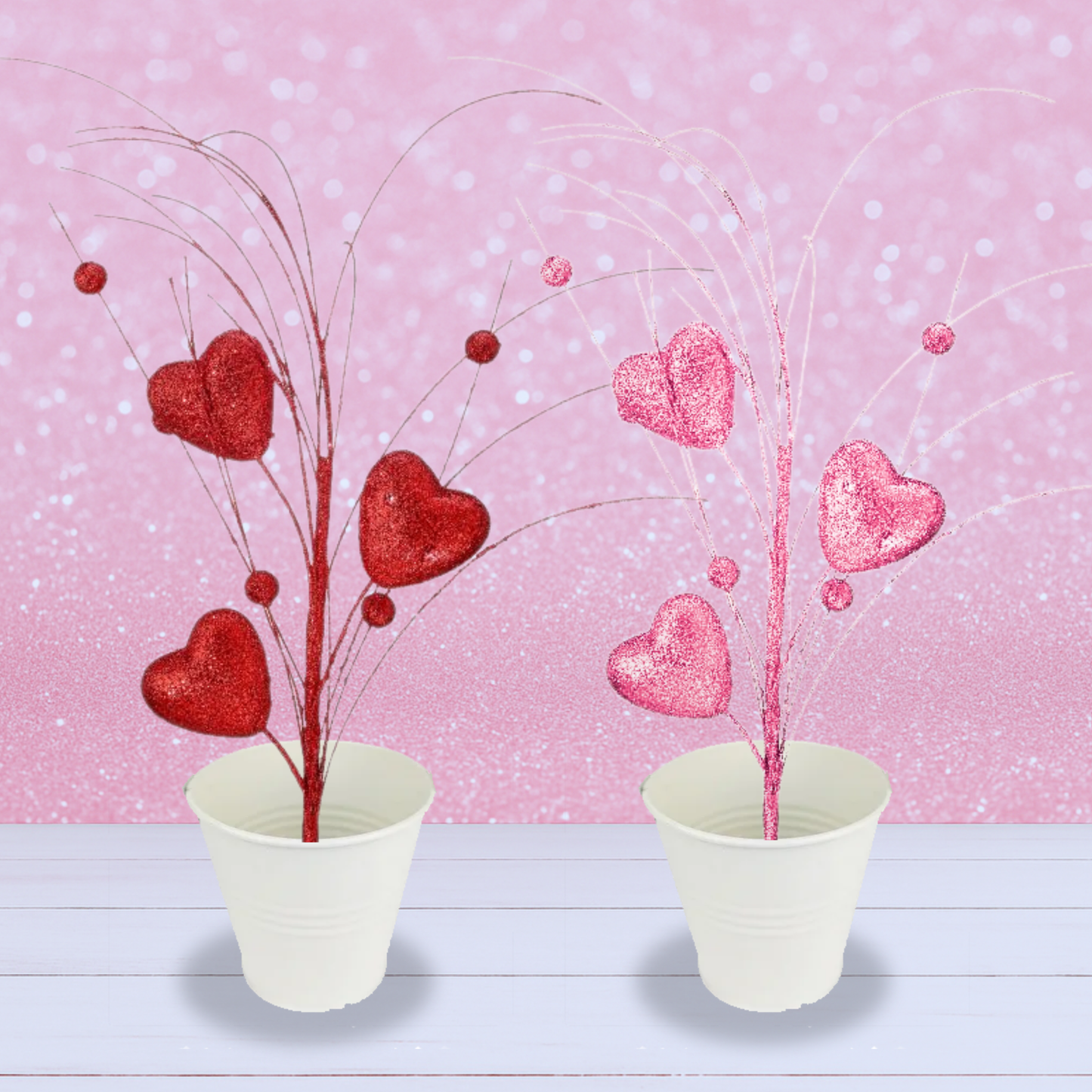 13 Inch Glittering Heart Tree Pick