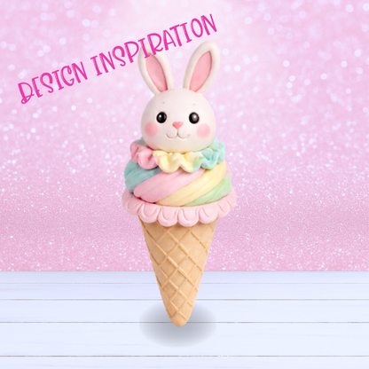 3D Mesh File - MEMBERS ONLY - Bunny Ice Cream Cone - Instant Download