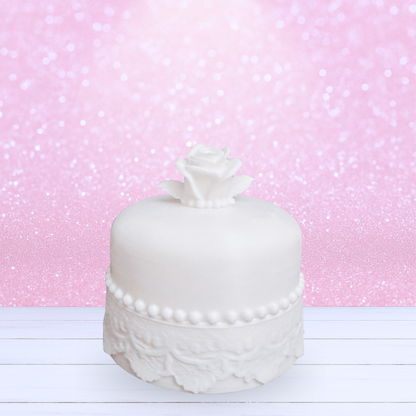 Fancy Petit Four Cake with Lace and Rose - Made To Order - Choice of Size