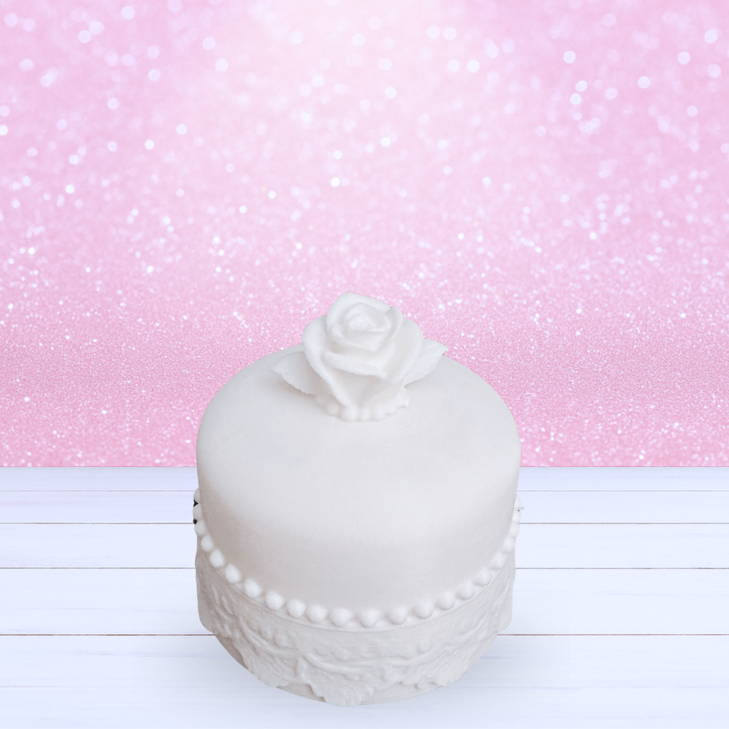 Fancy Petit Four Cake with Lace and Rose - Made To Order - Choice of Size