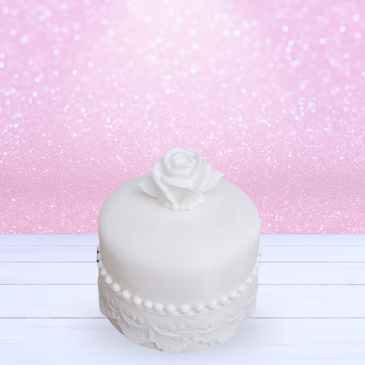 Fancy Petit Four Cake with Lace and Rose - Made To Order - Choice of Size