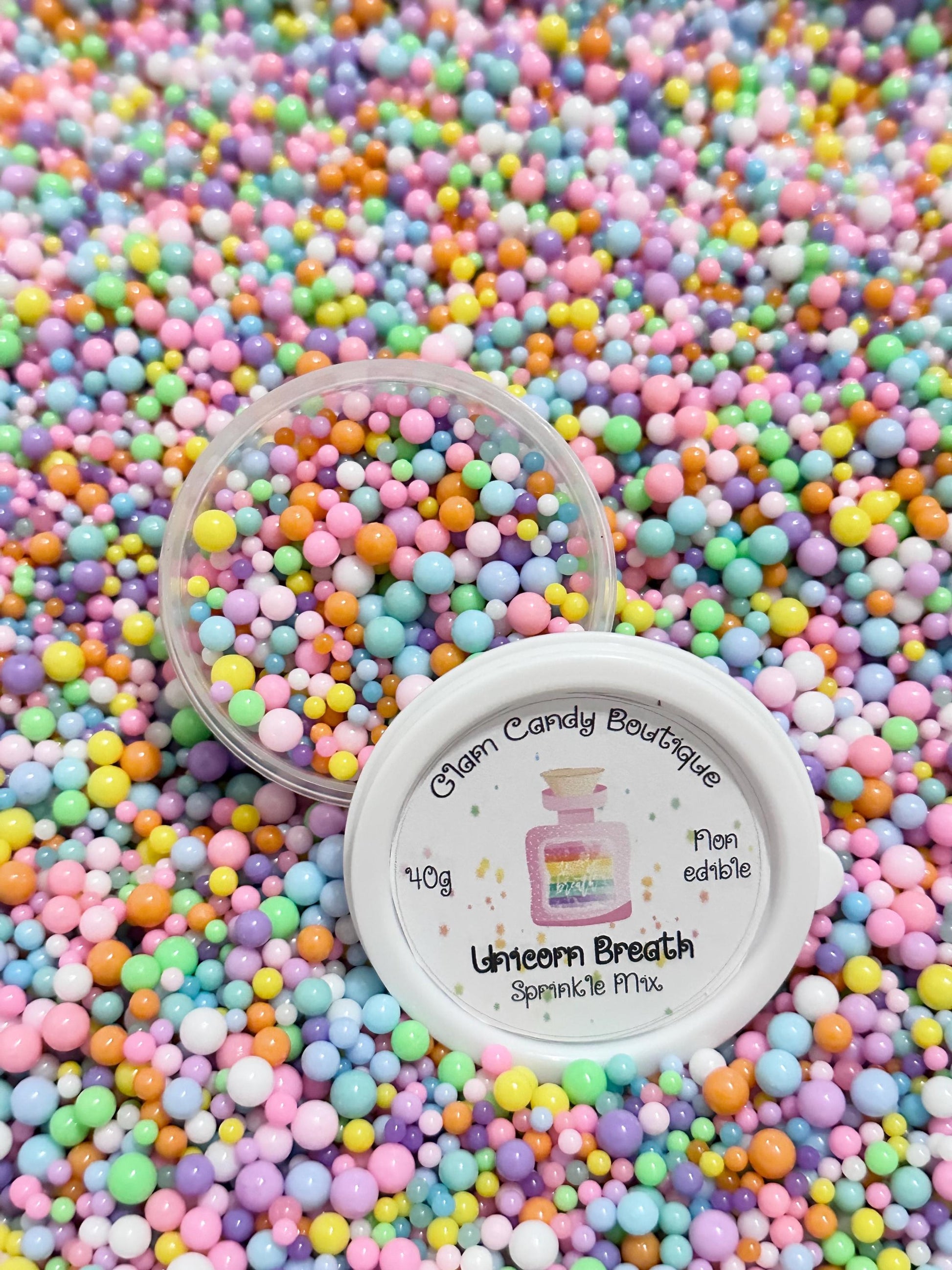 Unicorn Breath Sprinkles, Pastel Rainbow Fake Ball Sprinkles - 40 Grams