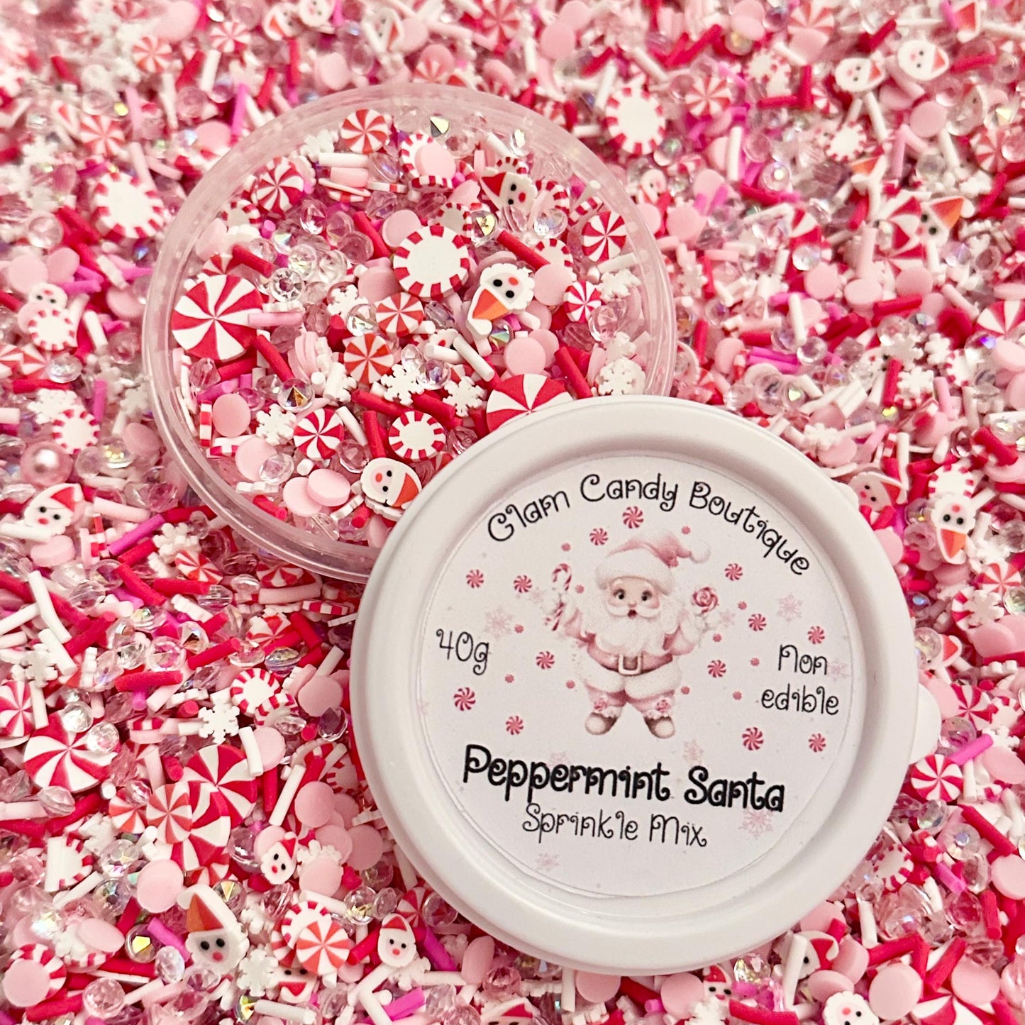 Peppermint Santa Sprinkles, Fake Pink Christmas Sprinkles
