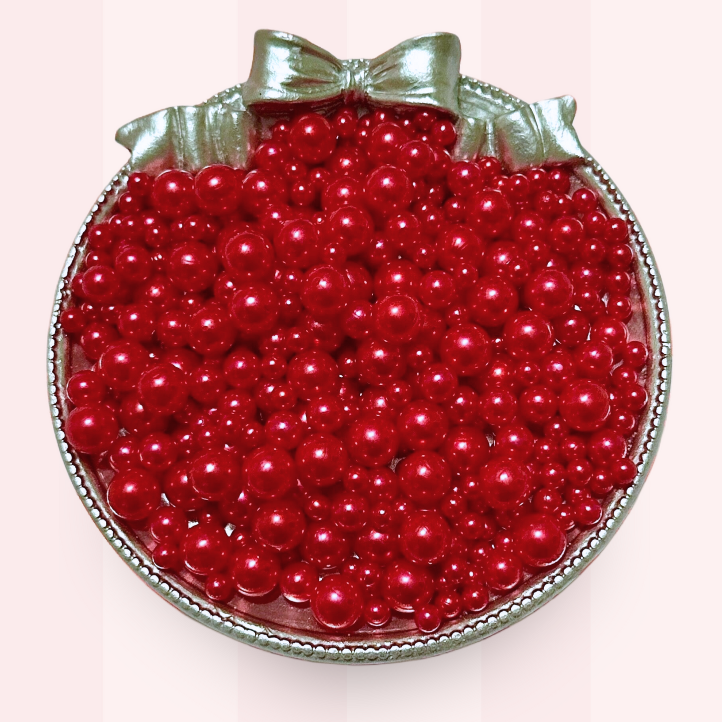 No Hole Pearls, Red Pearls, Mixed Sizes with No Hole, 40 Grams